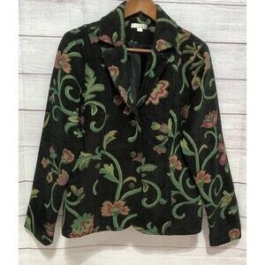 Erin London Tapestry Blazer Jacket Womens Large Brocade Artsy Wear Boho VTG EUC